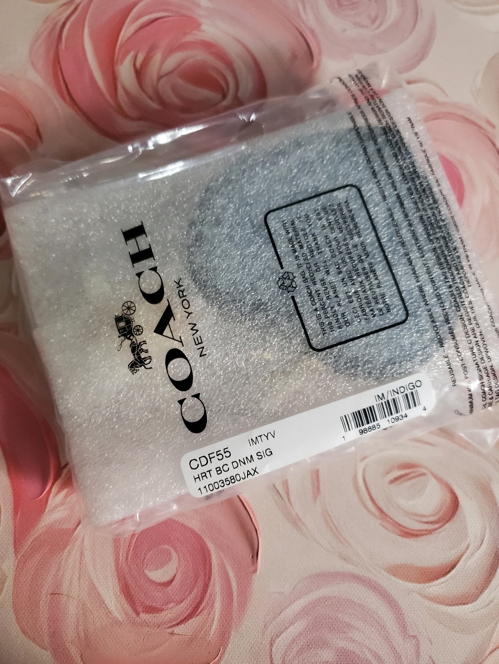 Coach Blue Denim Heart Coin Pouch Keychain Bag Charm New Factory Wrapped - Picture 3 of 4